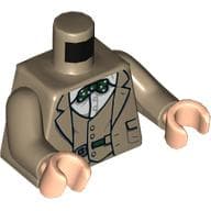 Torso, Suit, Jacket, White Shirt, Dark Green Dotted Bow Tie Print, Dark Tan Arms, Light Nougat Hands