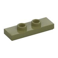 Plate Special 1 x 3 with 2 Studs with Groove and Inside Stud Holder (Jumper) em Verde oliva
