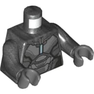 Torso, Armor, Gray Panels and Bright Light Blue Line Print, Pearl Titanium Arms, Dark Bluish Gray Hands