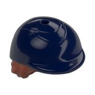 Hair and Hat, Short Dark Orange with Riding Helmet em Azul escuro