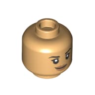 Minifig Head Trudy Chacon, Smile / Sand Blue and White War Paint and Headset Print