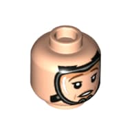 Minifig Head Grace Augustine, Reddish Brown Eyelashes, Stern / Worried, Breathing Mask Print