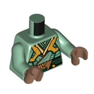 Torso, Robe, Gold Decorations, Dark Green Trim Print, Sand Green Arms, Medium Brown Hands