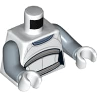 Torso, White Tunic, Light Bluish Grey Bands, Sand Blue Neck Print (Taun We), Sand Blue Arms, White Hands