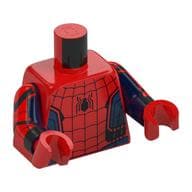 Torso Bodysuit, Black Spider, Webs Print (Spider-Man), Printed Dark Blue Arms, Red Hands
