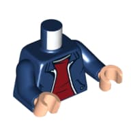 Torso, Jacket, White Trip, Dark Red Shirt Print, Dark Blue Arms, Light Nougat Hands