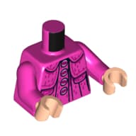 Torso Jacket with Collar, 4 Large Buttons on Front, 2 Buttons on Back Print, Dark Pink Arms, Light Nougat Hands