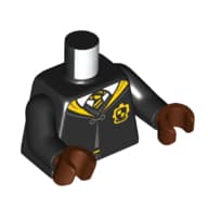 Torso, Robe, Cloak, Yellow Tie, Trim, Hufflepuff Crest Print, Black Arms, Reddish Brown Hands