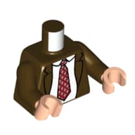 Torso, Jacket, White Shirt, Red Dotted Tie Print, Dark Brown Arms, Light Nougat Hands