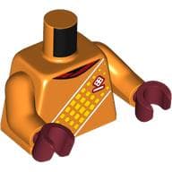 Torso, Soccer Shirt, Dark Red Collar, Yellow Decoration Print, Orange Arms, Dark Red Hands