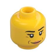 Minifig Head, Dark Orange Wrinkles, Pink Lips Print