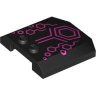 Brick Wedged, Curved Triple 4 x 4 x 2/3, 2 Studs with Dark Pink Hexagons Print