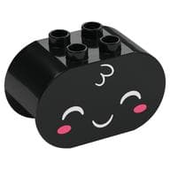 Duplo Brick 2 x 4 x 2 Rounded Ends with White Face, Dark Pink Cheeks Print