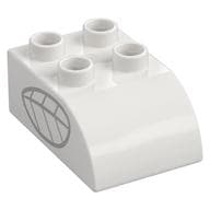 Duplo Brick 2 x 3 with Curved Top with Light Bluish Grey Insect Wing Print
