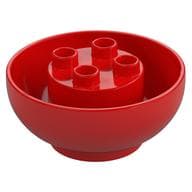 Duplo Brick Round 4 x 4 x 1 1/2, Curved Bottom em Vermelho