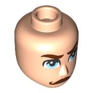 Minidoll Head Male, Reddish Brown Eyebrows, Curled Moustache, Bright Light Blue Eyes
