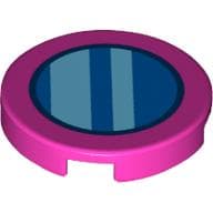 Tile Round 2 x 2 with Blue Circle with Dark Azure Stripes Print