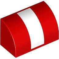 Brick Curved 1 x 2 x 1 No Studs with White Stripe Print