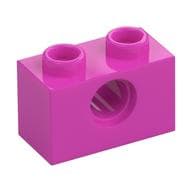 Technic Brick 1 x 2 [1 Pin Hole] em Rosa escuro