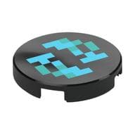 Tile Round 2 x 2 with Pixelated Dark Turquoise and Dark Azure Squares Print