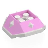 Brick Wedged, Sloped 4 x 4 with Diamond Spikes with White Underside Pattern em Rosa vivo
