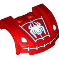 Vehicle Body, Wheel Arch / Mudguard 3 x 4 x 1 2/3 Low Profile, Curved Front with Headlights and White Spider-Man Logo rint em Vermelho