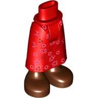 Minidoll Hips and Skirt with Ankles with Red Dress, Dark Red/Pink Flowers, Reddish Brown Boots Print