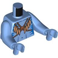Torso with Long Arms, Na'vi, with Bare Chest, Blue Markings, Feather Necklace Print, Medium Blue Arms and Hands