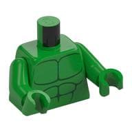 Torso, Bare Chest, Dark Green Muscle Lines (Hulk) Print, Bright Green Arms and Hands
