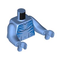 Torso with Long Arms, Na'vi, with Bare Chest, Blue Markings Print, Medium Blue Arms and Hands