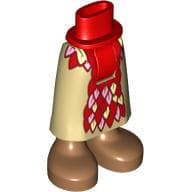Minidoll Hips and Skirt with Ankles Tan, Red, and Pink Leaves Print