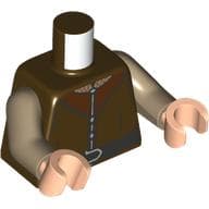 Torso, Tunic, Silver Trim, Reddish Brown Collar, Black Belt Print, Dark Tan Arms, Light Nougat Hands