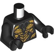 Torso, Gold Armor, Dark Bluish Grey Veins Print, Black Arms and Hands