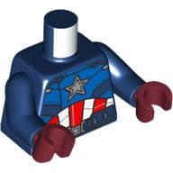 Torso Jumpsuit, Silver Star, Blue Panels, White and Red Flag Print (Captain America), Dark Blue Arms, Dark Red Hands
