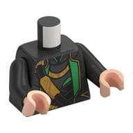 Torso, Jacket, Black and Gold Strap, Green and Gold Trim Print, Pearl Titanium Arms, Light Nougat Hands