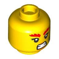 Minifig Head Wyldfyre, Red Eyebrows, Scar, Angry Teeth Print