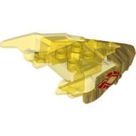 Creature Body Part, Dragon Head with Spikes with Trans-Yellow Pattern, Dark Red and Yellow Eyes, Red Flames Print