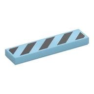Tile 1 x 4 with Black Diagonal Stripes Print em Celeste médio