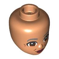Minidoll Head, Dark Bluish Grey Eyebrows, Reddish Brown Eyes, Dark Red Lips, Crows Feet