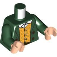 Torso, Jacket, Bright Light Orange Vest, White Shirt Print, Dark Green Arms, Light Nougat Hands