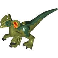 Animal Body Part, Dinosaur, Dilophosaurus Body (No Lower Jaw) with Dark Green Back, Yellow Eyes, Yellow/Red Ears