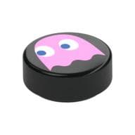 Tile Round 1 x 1 with Bright Pink Ghost Print