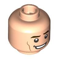 Minifig Head Kevin Feige, Dark Brown Eyebrows, Crooked Smile Print