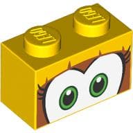 Brick 1 x 2 with Green Eyes and Eyelashes Print