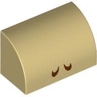 Brick Curved 1 x 2 x 1 No Studs with Reddish Brown Lines (Nostrils) Print