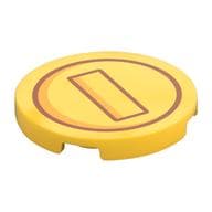 Tile Round 3 x 3 with Dark Red Circle, Rectangle Print (Mario Coin)