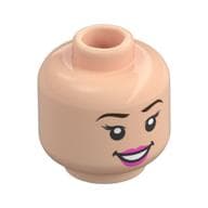 Minifig Head Cinderella / Wendy Darling, Reddish Brown Eyebrows, Pink Lips, Open Mouth Smile / Closed Mouth Smile Print