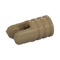 Hinge Cylinder 1 x 2 Locking with 2 Click Fingers and Axle Hole, 7 Teeth em Bege escuro
