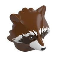 Minifig Head Special, Raccoon, Dark Brown and White Fur Print (Rocket)