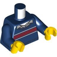Torso, Sweater, Dark Red Stripe, Light Bluish Grey Shirt Print, Dark Blue Arms, Yellow Hands